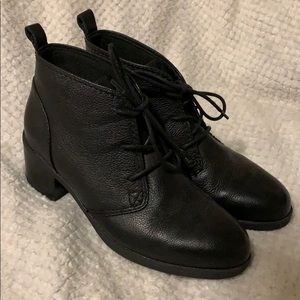 Black leather booties